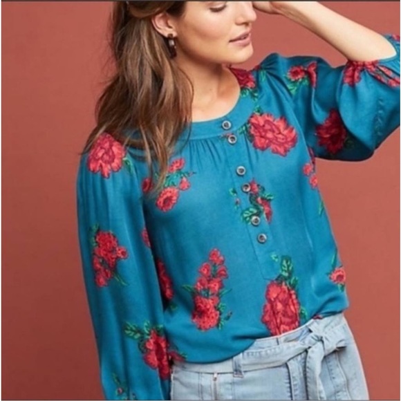 Maeve Tops - Maeve Anthropologie Kalas Henley Blouse XS